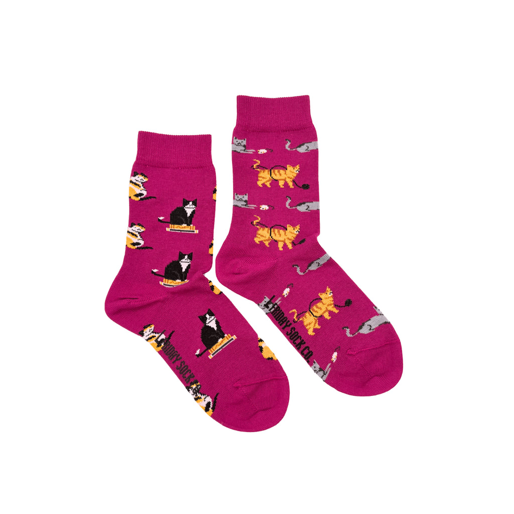 Kids’ mismatched cat socks – cozy, colourful, and perfect for little feline fans!