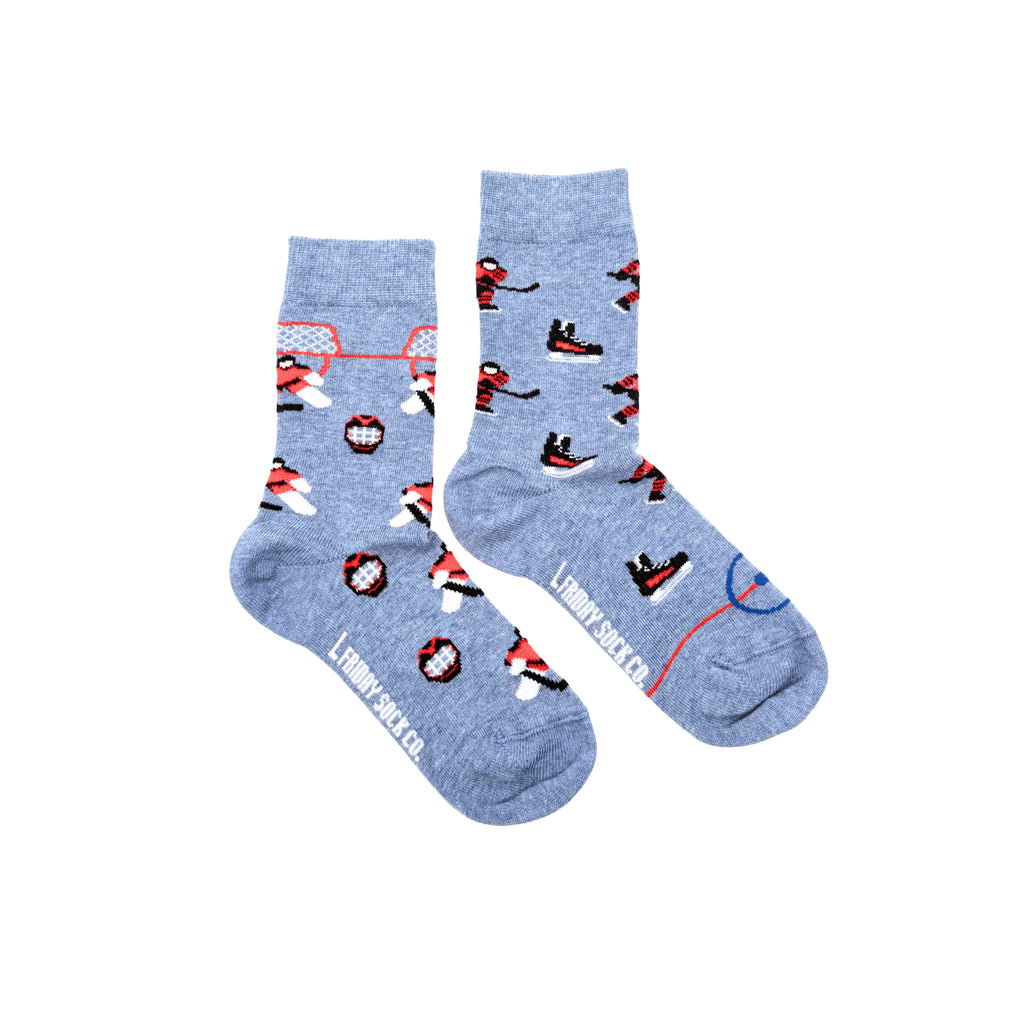 Whimsical mismatched hockey socks for kids – a fun way to show love for the sport!