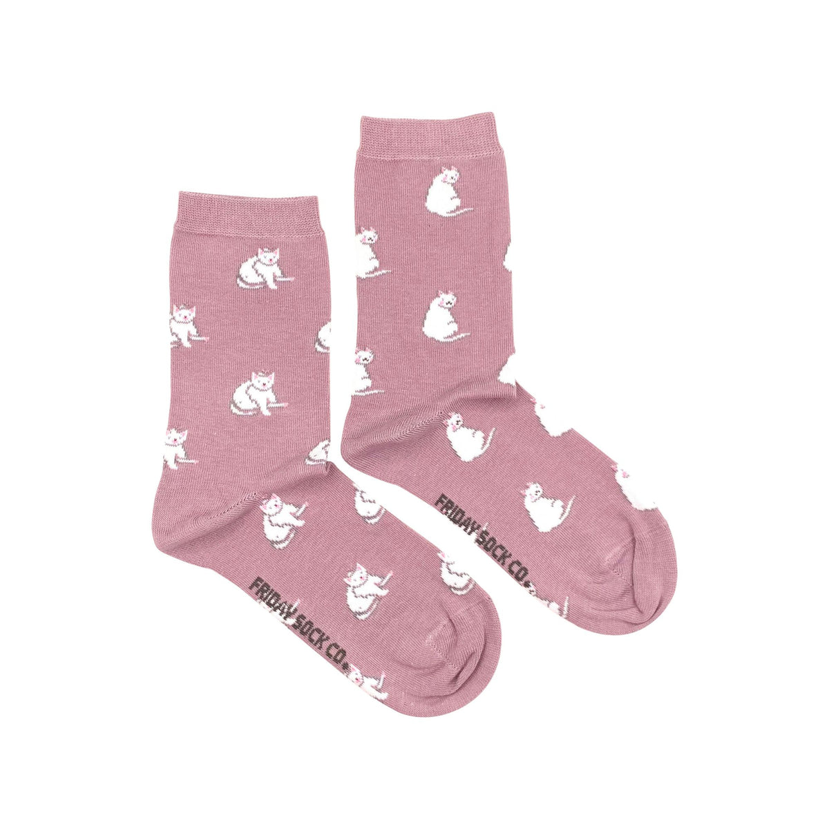 Women's White Cat Socks | Mismatched Socks | Friday Sock Co.