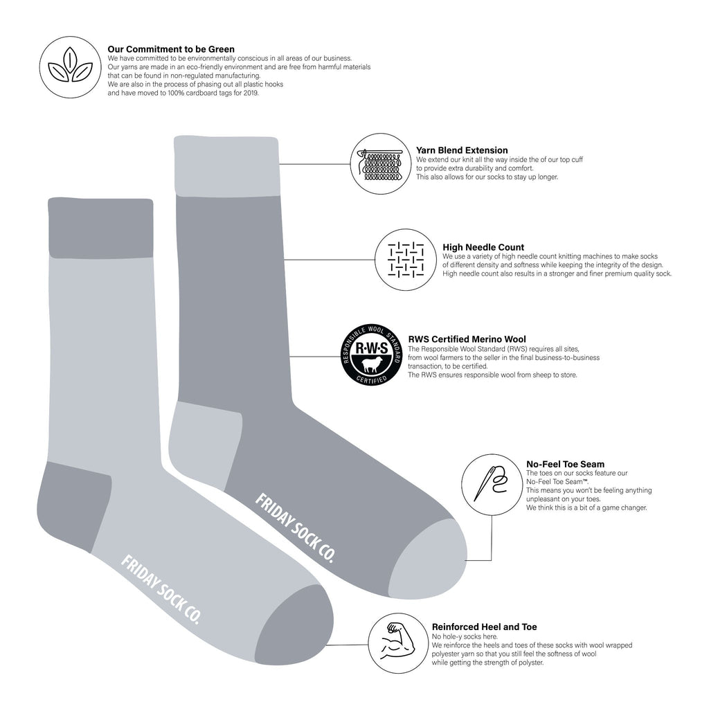 Men's Mushroom Merino Wool Socks Technical Details