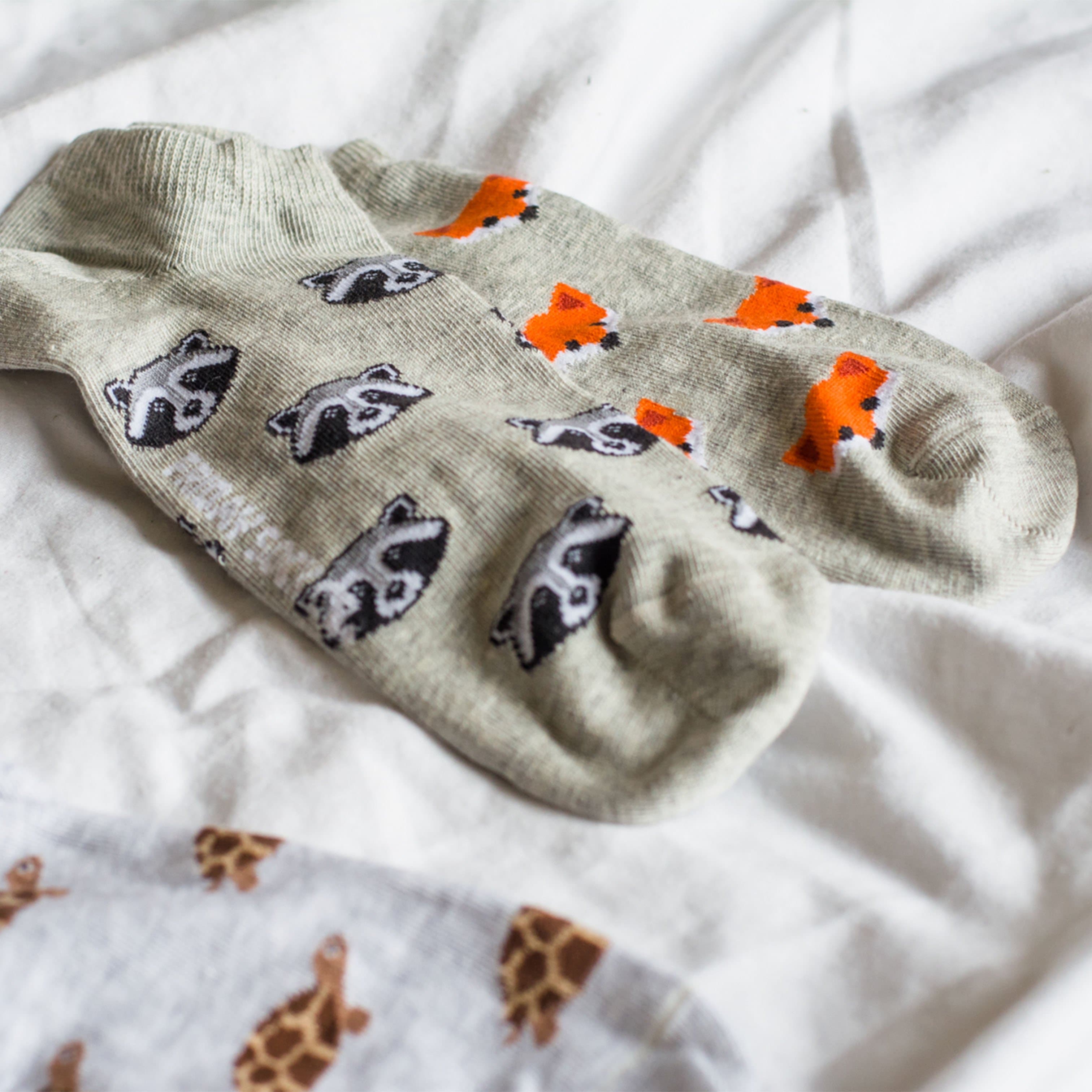 Men's Fox & Raccoon Ankle Socks | Mismatched by Design | Friday Sock Co.