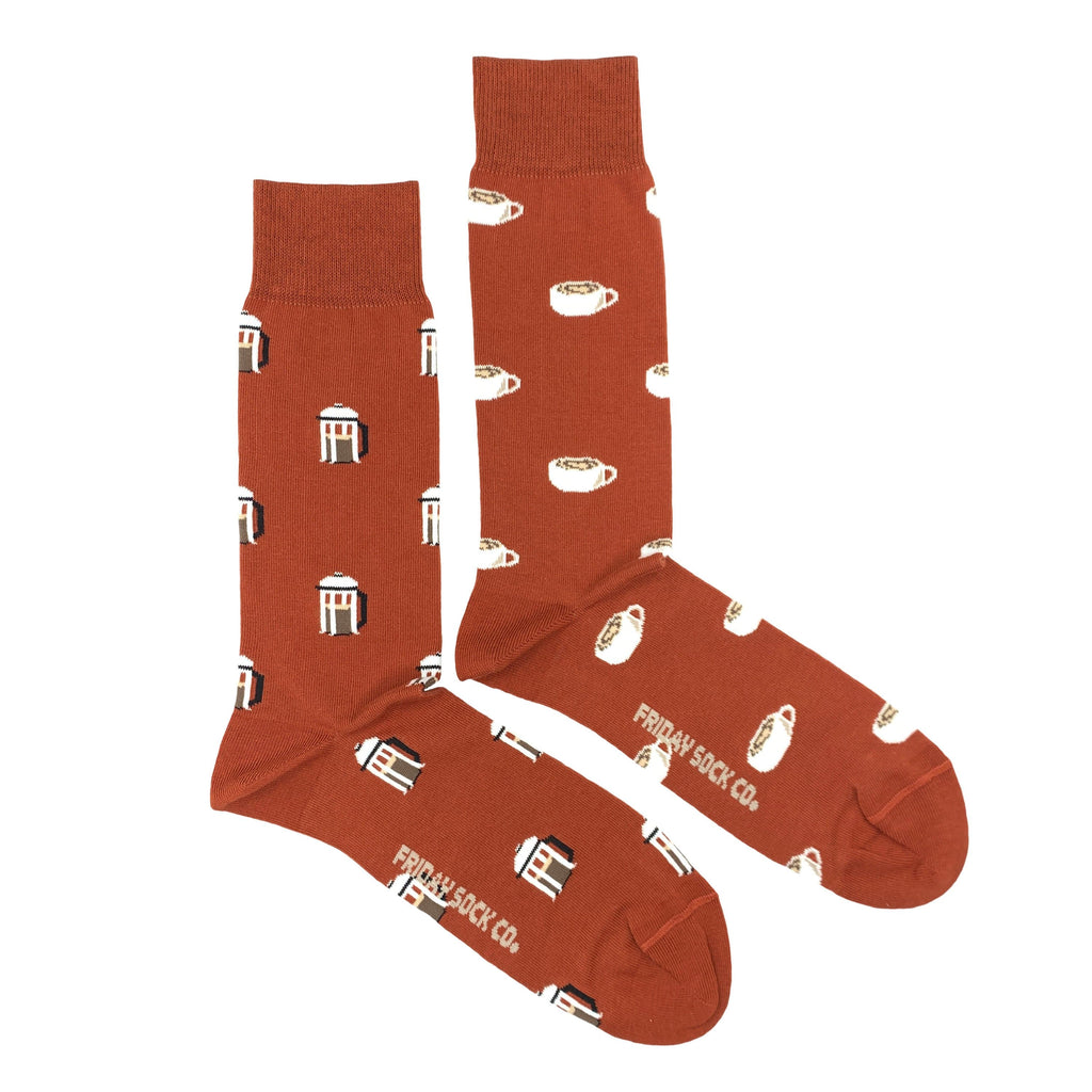 Men's Mismatched French Press Coffee Socks-Canada-Friday Sock Co.