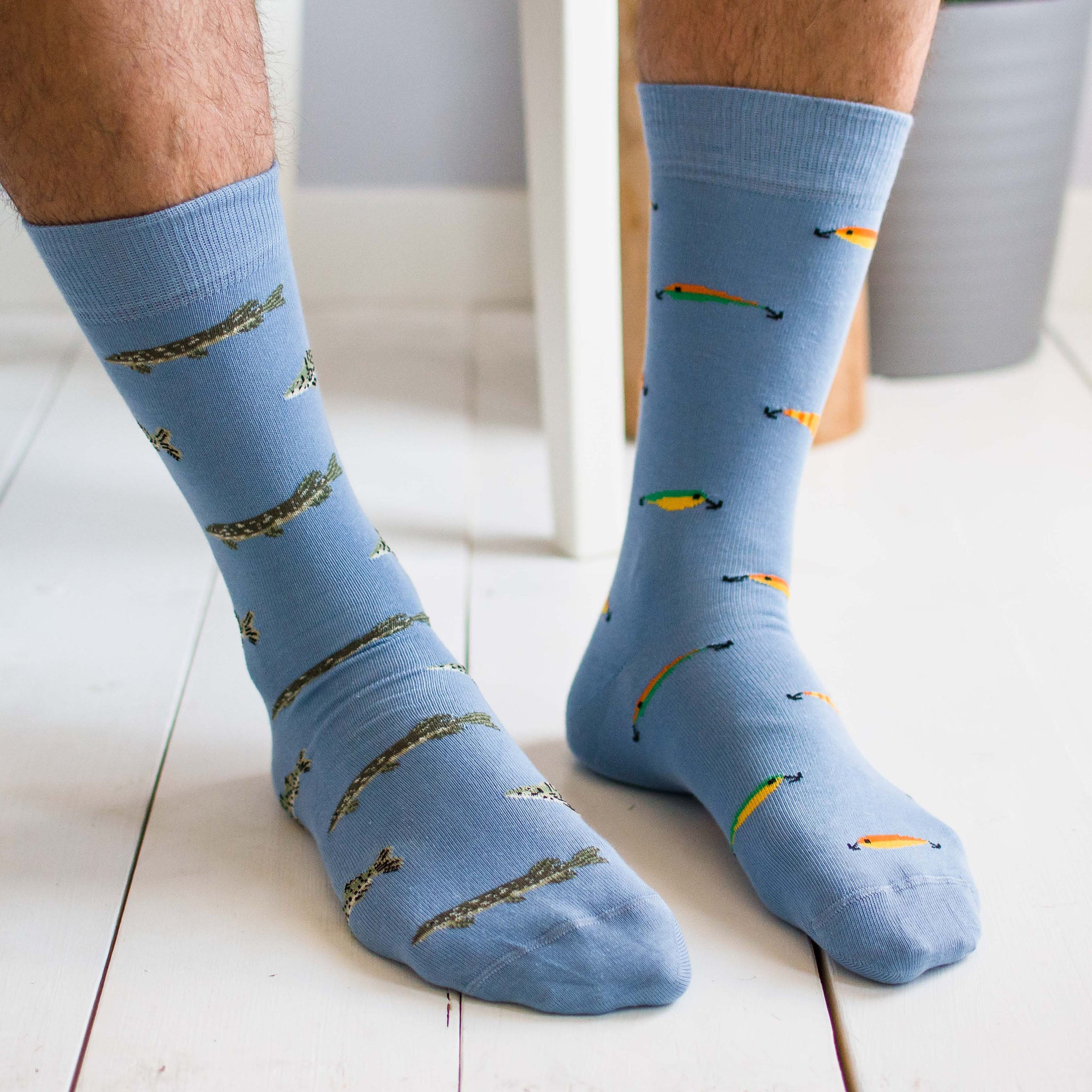 Men's Fish & Lures Socks, Mismatched by Design